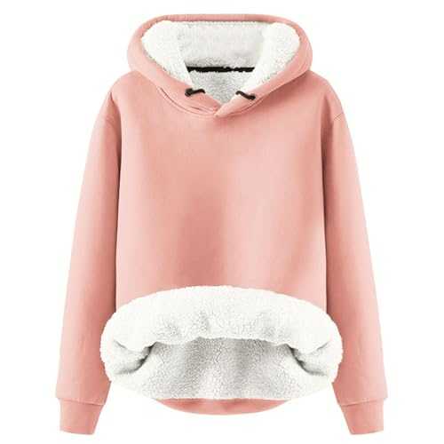 Fleece Hoodie Women UK Sale Teddy Fleece Lined Hoodie Super Soft Warm Tops Oversized Hoodies Comfortable Sweatshirt Thick Thermal Fleece Hooded Jumper Sweater Outwear Jacket Winter Clothes for Ladies