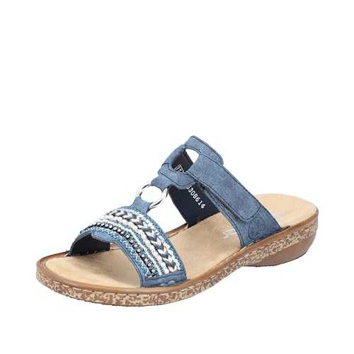 Rieker Women Clogs & Mules 628M6, Ladies Mules, Slipper,Slides,House Slipper,Garden,Platform Sole,baltik / 14,41 EU / 7.5 UK