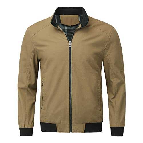 YOUTHUP Men's Jacket Casual Cotton Bomber Jacket Cargo Windbreaker Outwear