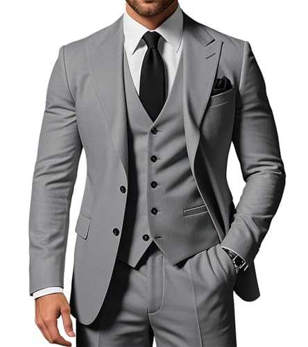 SPTALLFITJSV Men's 3 Piece Suits Slim Fit Peak Lapel 2 Button Blazer Jacket Vest Pants Set Wedding Business Prom Party Suit
