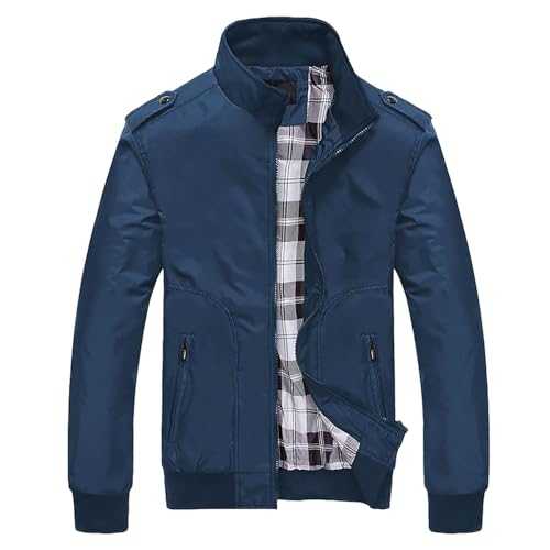 Mens Summer Jackets Casual Smart Jacket Water-Resistant with Multi Pockets Lightweight Laydown/lapel Collar Bomber Spring Light Thin Windbreaker for All Season