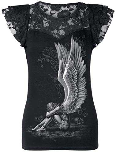 Spiral Unisex Enslaved Angel - Lace Layered Cap Sleeve Top Black T - Shirt (Pack of 1)