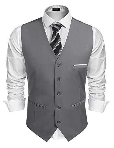 COOFANDY Men's V-Neck Suit Vests Fashion Formal Slim Fit Business Dress Vest Waistcoat