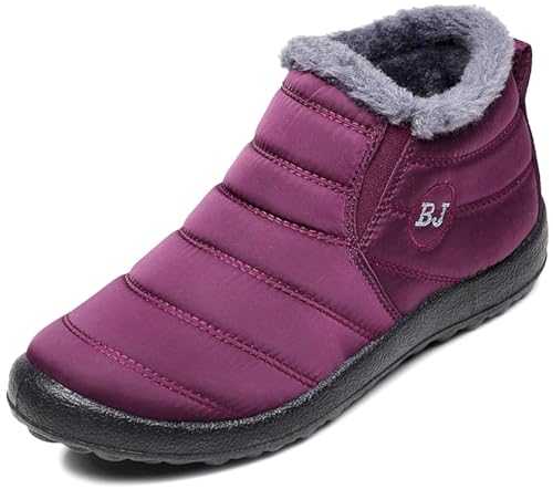 Fangsto Women's Waterproof Winter Snow Boots Warm Fur Lining Ankle Booties Slip-Ons Shoes Lightweight