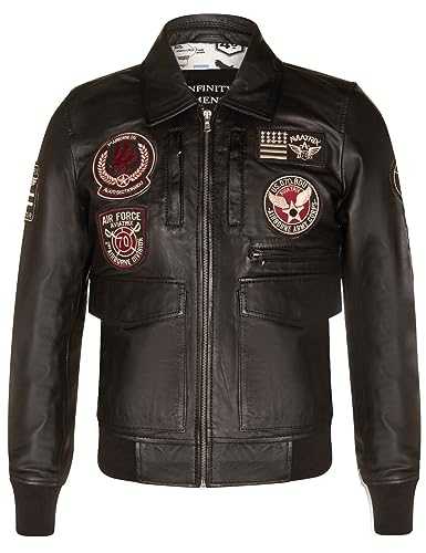 Men's Leather Air Force Badge Pilot Retro Flying Bomber Jacket
