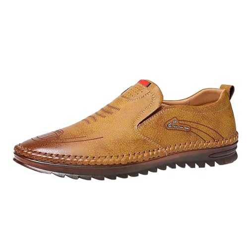 Men's Lightweight Moccasins Slippers Leather Slip On Loafers Soft Flat Slippers Driving Shoes Summer Shoes Casual Loafers Driving Shoes Oxfords Comfortable Adjustable Trainers Walking Shoes Leather