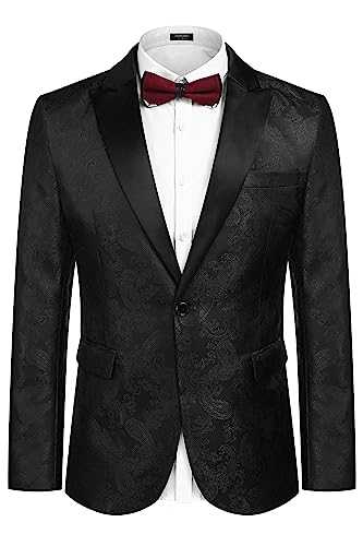 COOFANDY Men's Floral Tuxedo Paisley Suit Jacket Dress Dinner Party Prom Blazer