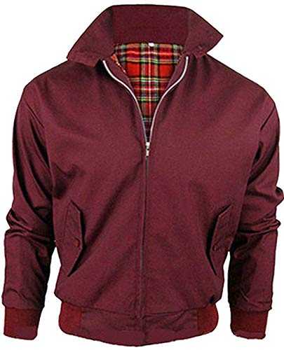 Mens Harrington Jacket Vintage Retro Bomber Mod Coat UK Classic Style Plus Size