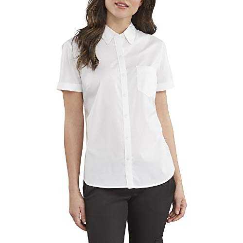 Dickies Women's Stretch Poplin Button-up Short Sleeve Shirt Work Utility