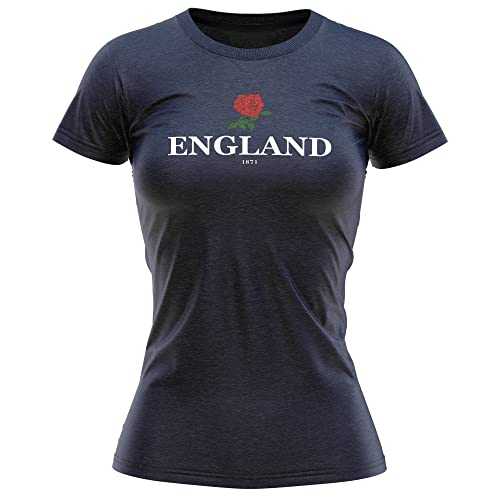 England 1871 Womens T Shirt English Rose Nations Supporters Rugby Tee Top