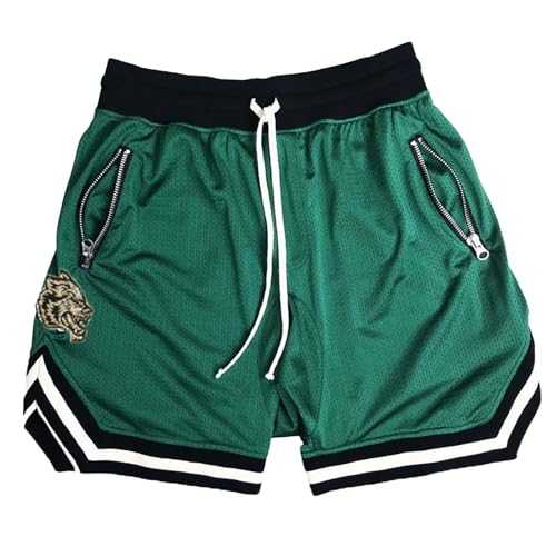 Generisch Short Sports Trousers Men's Mesh Breathable Running Shorts with Zip Pocket Drawstring Elastic Trousers Basketball Training Shorts Summer Baggy Shorts Fitness Bodybuilding Running Trousers