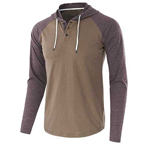 Men's Hooded Tops Sale Clearance Casual Lightweight Long Sleeve Raglan Active Sports Henley Jersey Hoodie Shirts Thin Running Hiking Hoodies Outdoor T-Shirt Breathable Sweatshirt Pullover