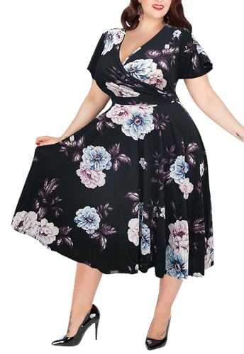 Nemidor® Women's V-Neckline Stretchy Casual Midi Plus Size Bridesmaid Dress