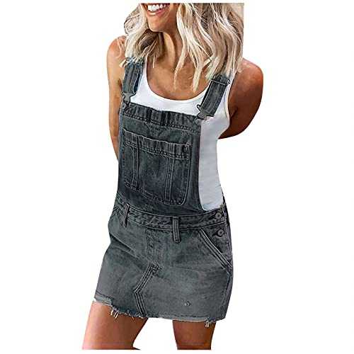 AMhomely Women Dress Sale Clearance Ladies Denim Jeans Suspender Skirt Pinafore Slim Mini Short Dress Kaftan Party Elegant UK Size