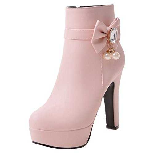 Onewus Women High Block Heel Ankle Booties Plus Size & Small Size Platform Boots