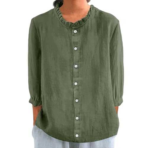 TEPTDirio T Shirts for Women UK Cotton Linen Neck Roll White Shirt Women Dressy UK Casual Summer Button Cotton Linen Shirts White Short Sleeve Blouse Spring Tops Sale