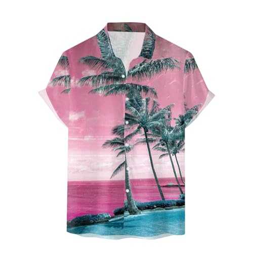 Mens Hawaiian Shirt Funky Beach Flower Leaves Palm Tree Print Shirt Regular Fit Button Down Short Sleeve Daily Tropical Holiday Shirts Printed Palmshadow Clothing Vacation Tops