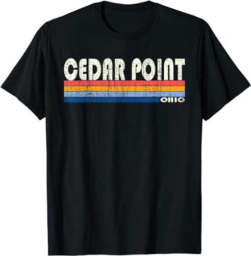 Vintage 70s 80s Style Cedar Point OH T-Shirt Size S-5XL Black