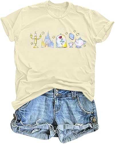 Magic Kingdom Shirt for Women Believe in The Magic T Shirt Fairy Story Tee Castle Graphic Short Sleeve Tops