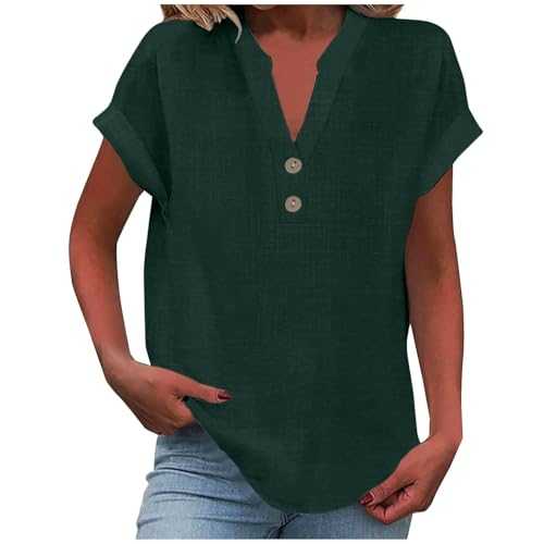 AMDOLE Women’s Short Sleeve Cotton Tops – Casual Summer T Shirts & Blouses, Plus Size Tunics, Boho Crop Fashion for Ladies UK