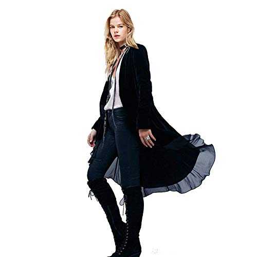 Women Ruffled Asymmetric Long Velvet Blazers Coat Casual Jackets