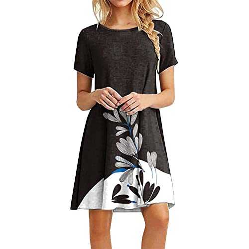 AMDOLE Swim Dresses for Women UK T Shirt Fit Comfy Casual Flowy Round Neck Tunic Dress Womens Dresses
