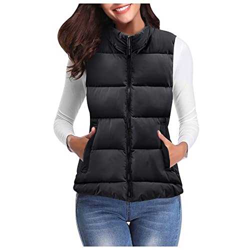 DABAOK Women's Gilets Women's Quilted Gilet Outerwear Thick Padded Sleeveless Casual Vest Fall Casual Jackets Women
