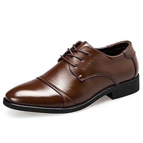 Men's Fashion Leather Shoes Classic Pointed Toe Solid Color Heels British Style for Men Walking Casual, Business, Comfortable Lightweight Leather Simple Shoes