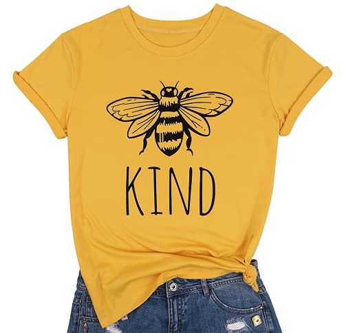 Be Kind T-Shirt Women Short Sleeve T Shirts Cute Bee Graphic Shirts Funny Inspirational Casual Tees Tops