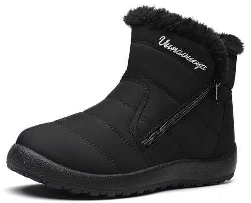 Vunavueya Womens Winter Warm Snow Boots Ladies Slip On Full Fur Lined Ankle Booties Lightweight Outdoor Flat Walking Shoes Size 3-8