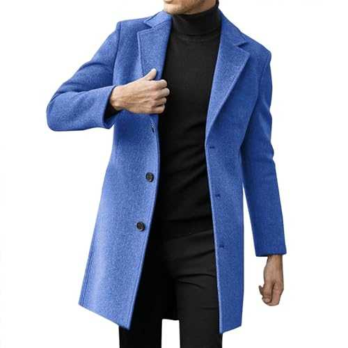 Duohropke Men's Winter Coat Slim Fit Two-Piece Coat for Business Leisure Wool Coat with Stand-Up Collar Peacoat Warm Integrated Inner Jacket Short Coat Winter Coat Men Peaky Blinders Coat