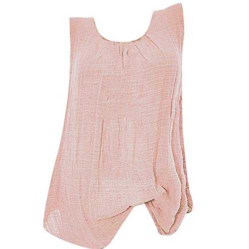 Womens Summer Tops Vest Womens Cotton Linen Sleeveless Baggy T-Shirt Vest Tee Blouse Tank Tops Plus Size Womens Shirts and Blouses UK