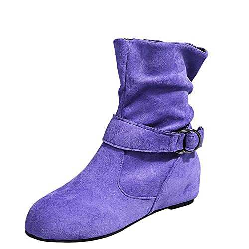 BIISDOST Ankle Boots Women's Flat 38 Short Boots Retro Slip Boots Women's Boots with Zip Ankle Boots Work Shoes Autumn / Winter Non-Slip Suede Boots Transition Boots