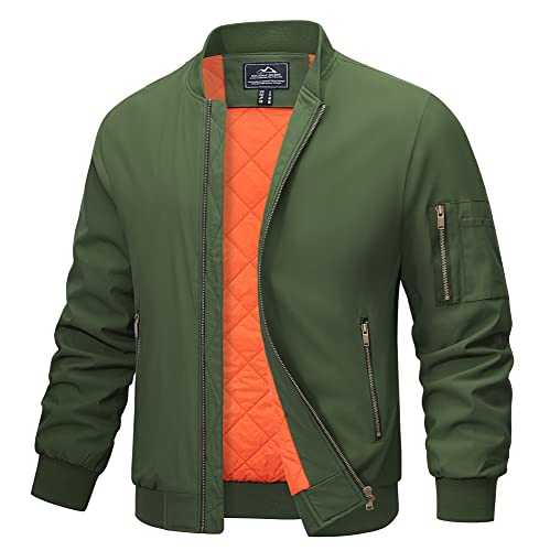 Mens Bomber Jackets Casual Windbreakers Zip Pockets Jacket Outdoor Autumn Winter Warm Coats