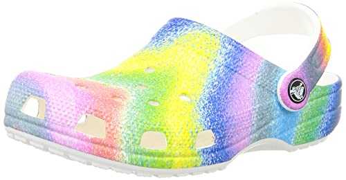 Unisex Classic Tie Graphic Clog, White/Multi Spray Dye, 4 UK