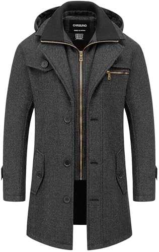 Chrisuno Men's Wool Blend Pea Coat