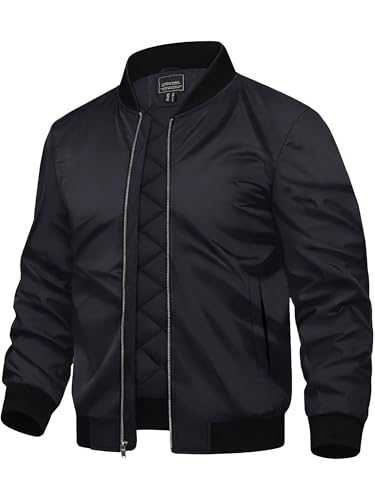 Men's Bomber Jackets Winter Thermal Jacket Windproof Zip Up Flying Bomber Coat Casual Baseball Coats