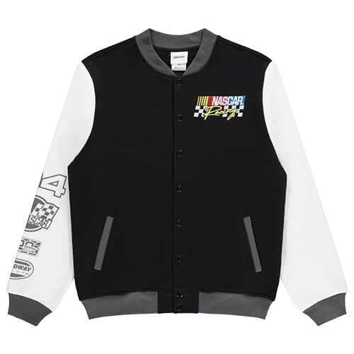 NASCAR Mens Varsity Bomber Jacket - Mens Classic Authentic Varsity Bomber Jacket