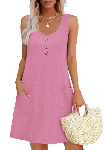 MOLERANI Summer Dresses for Women - Sleeveless Ladies Dress Casual Round Neck Women Dress with Pockets