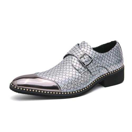 Men's Oxford Loafers, Comfort Slip on Monk Business Shoe for Men Fashion Pointed-Toe Buckle Formal Leather Shoes