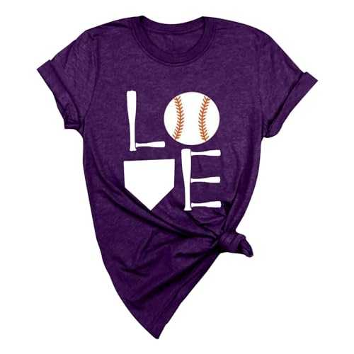 Womens Baseball Print Short Sleeve Tunic Tops Sexy T-Shirt