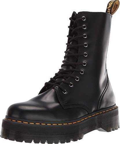 Unisex 10 Eye Combat Boot, Black Polished Smooth, 5 UK