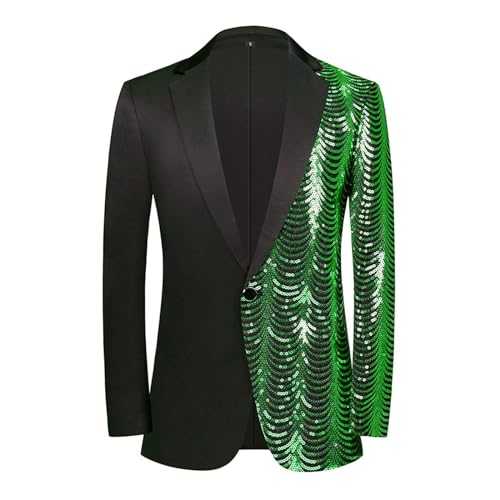 Mens Shiny Sequin Suit Jacket, Mens Dress Jackets Casual Men'S Large Size Casual Dance Sequin Fashion Blazer Lightweight Jackets for Men Slim Fit Stage Dance Singer Costume Blazers