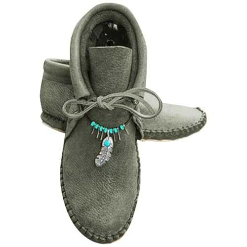 Medieval Shoes for Women Viking Retro PU Leather Short Ankle Boots Snow Boots Cosplay Snow Boots with Flat Bottom and Pendant Casual Brass Buckle Leather Shoes Casual Boots