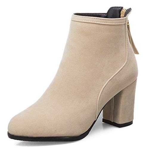 Fashion Ankle Boots with Chunky Heel and Pointed Toe