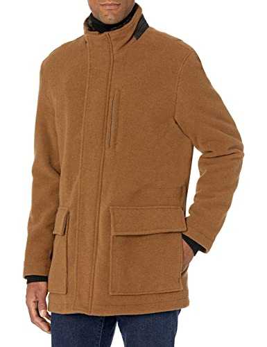 Cole Haan Signature Men's Fur Lined Full Zip Wool Plush Car Coat