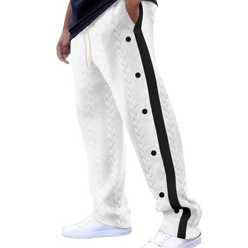 Mymyguoe Reha Trousers Women's and Men's Tracksuit Bottoms with Side Button Placket for Opening Button Up Sports Trousers Leisure Trousers Jogging Bottoms Sportswear Wide Leg Work Trousers Casual