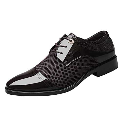IQYU Men's patent shoes, work shoes, suit shoes, fashionable men's shoes, moccasins, leather shoes, moccasins, low shoes, Oxford formal shoes for men, trainers, running shoes