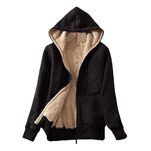 Womens Fleece Hoodies Zip Up Oversized Solid Color Soft Overcoat Loose Casual Long Sleeve Jacket Autumn Winter Fluffy Coat Teddy Bear Sherpa Lined Hooded Tops Chunky Fashion Comfortable Hoodies