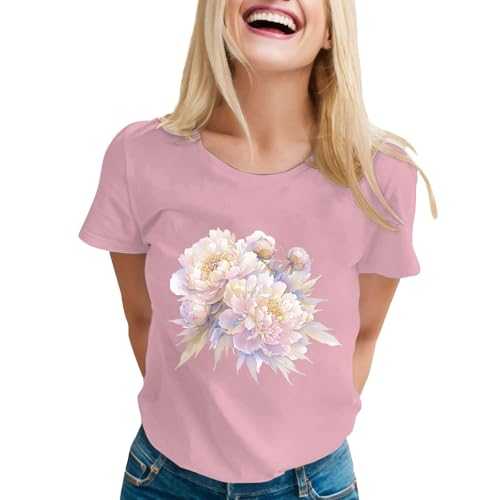 New Fashion Women Crewneck Chrysanthemum Print Glitter Top Women